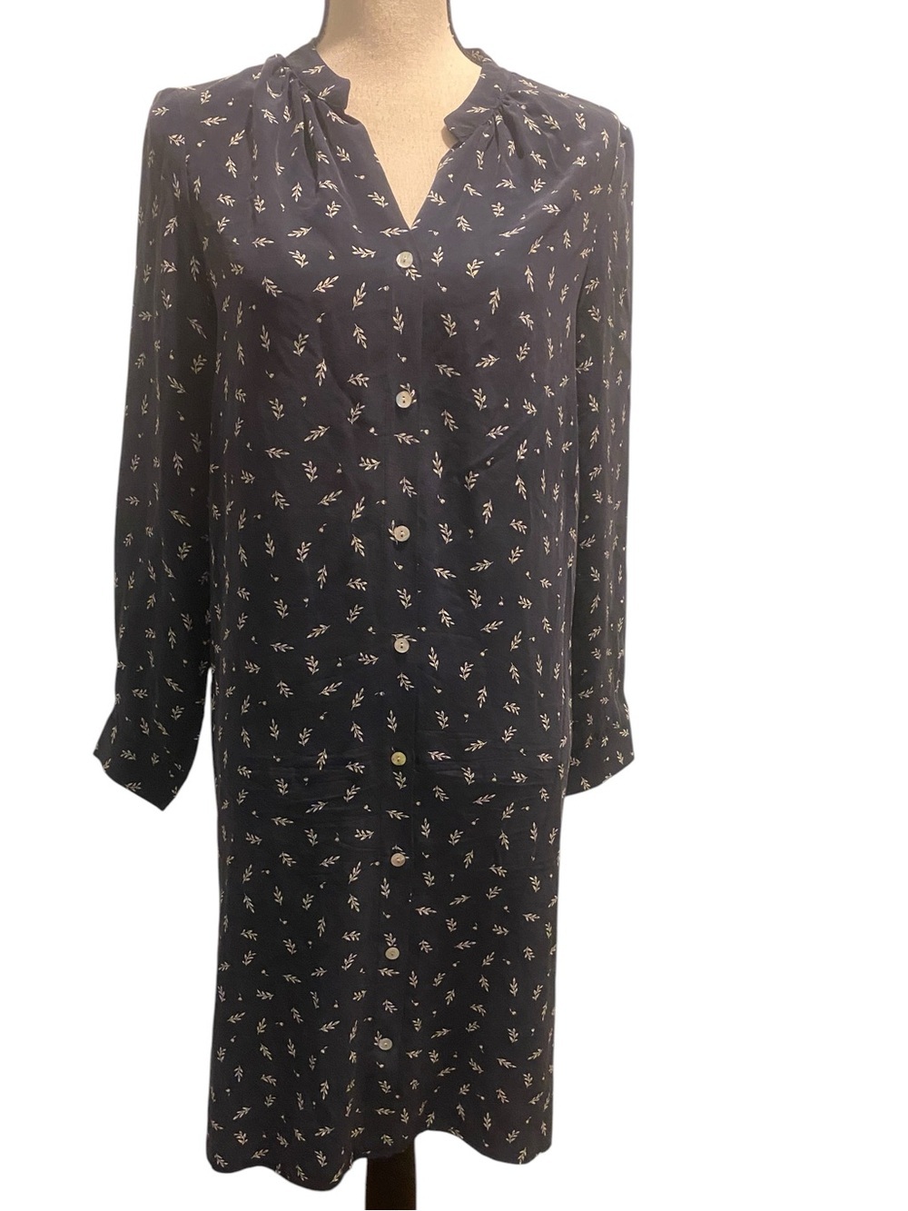 Amour Vert Women’s Silk Midi Dress Floral Button Front Shirt Dress Loose Fit S/M
